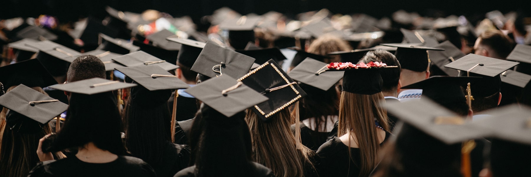 sea of graduate hats on Commencement Day