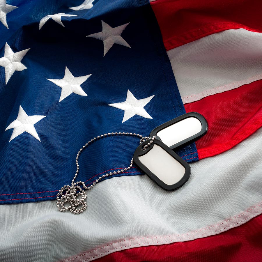 Memorial Day flag with ID tags
