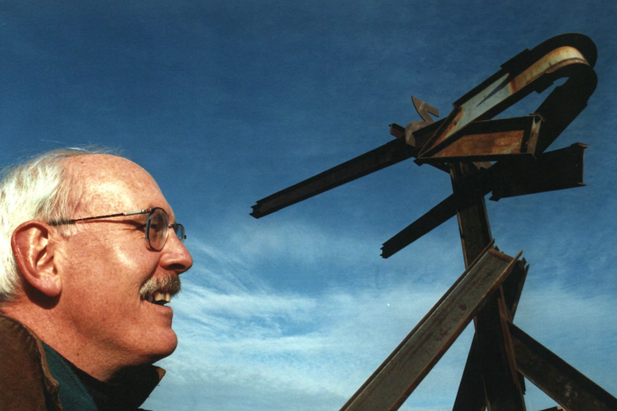 Arts on the Point Paul Tucker with Mark di Suvero's Huru circa 1997