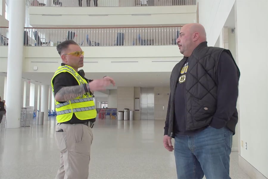 UMass Boston confer during an emergency preparedness simulation
